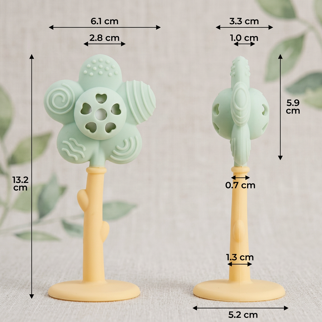 2-in-1 Sunflower Baby Teether & Rattle with Suction Base