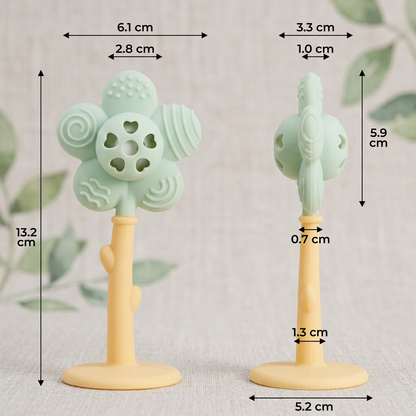 2-in-1 Sunflower Baby Teether & Rattle with Suction Base