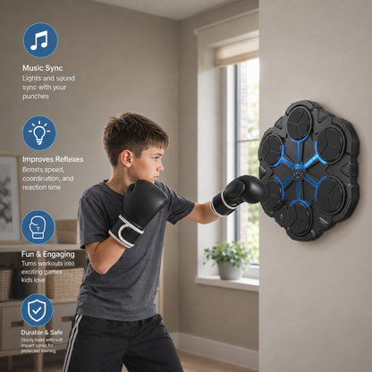 Bluetooth Music Boxing Trainer – Interactive Wall Punching Target with Lights & Sound