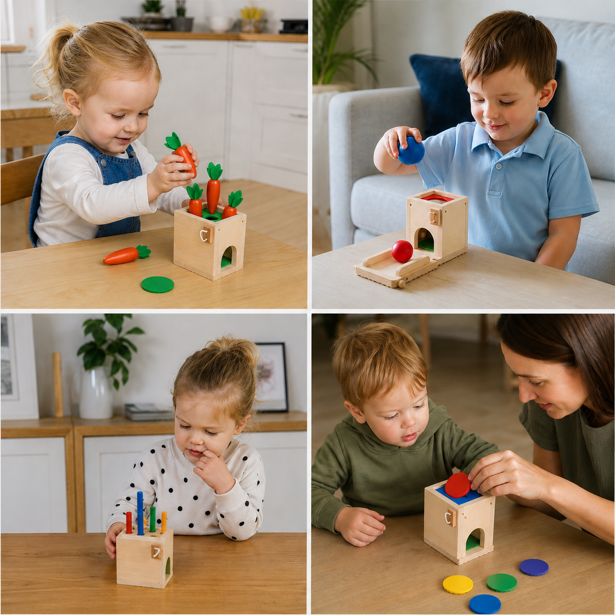 Montessori Wooden Play Box: Tasks & Solutions Set