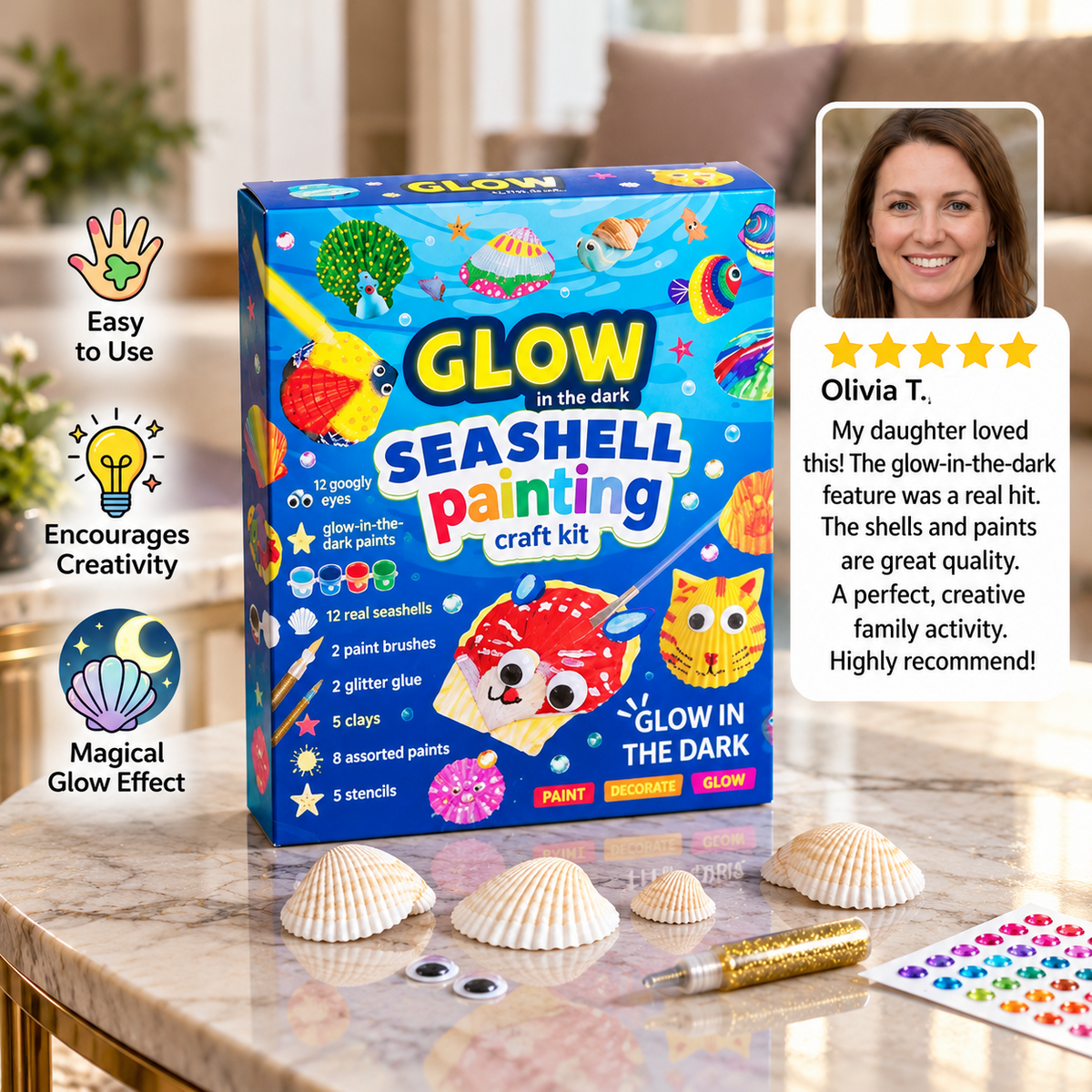 Glow in the Dark Sea Shell Painting & Craft Kit
