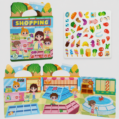 Reusable Montessori sticker books with various themes