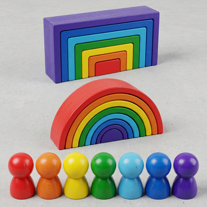Montessori Colored Wooden Building Blocks
