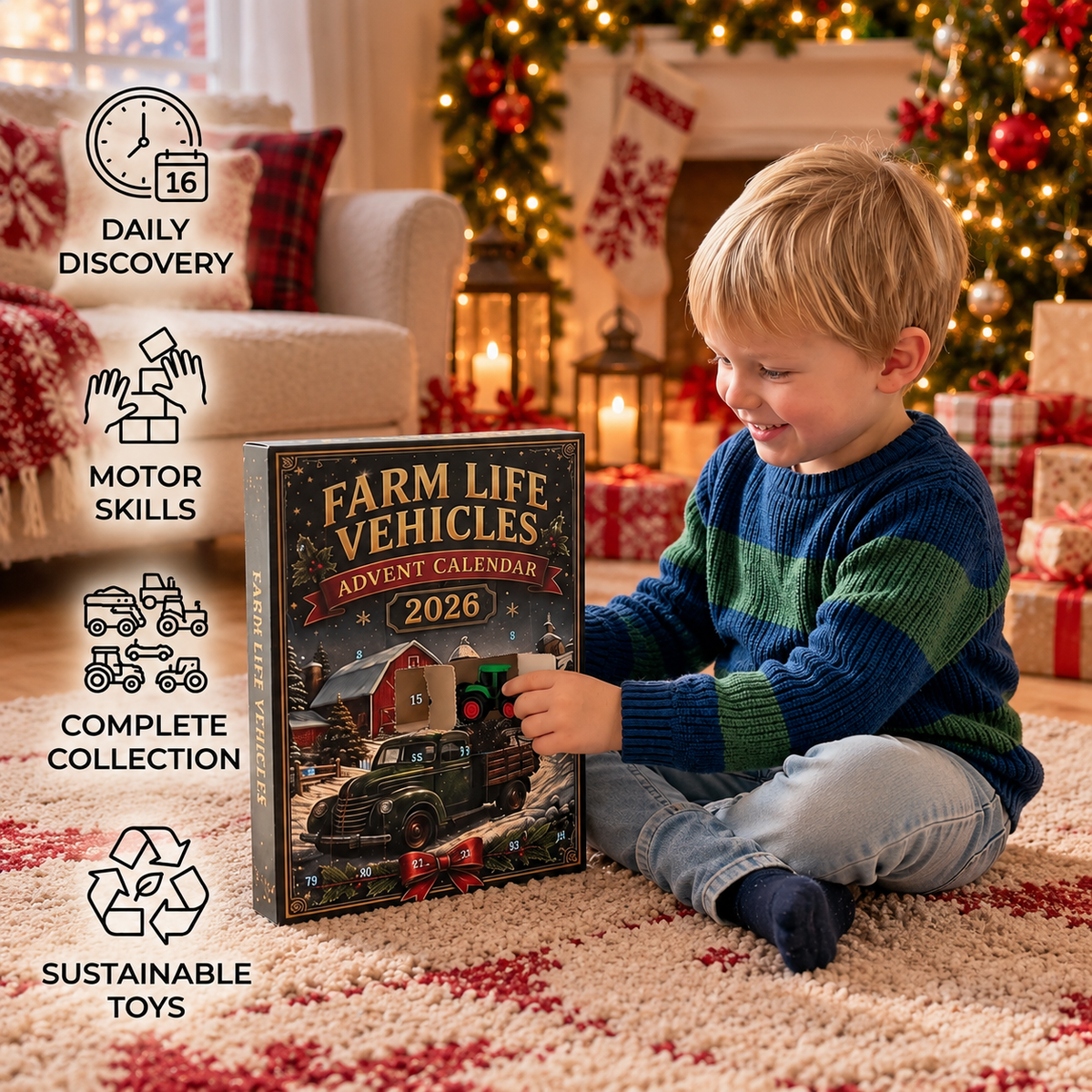 24-Day Farm Vehicles Christmas Advent Calendar