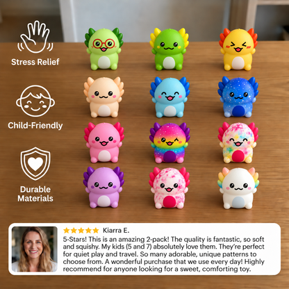 12-Pack Soft Axolotl Squishy Stress Relief Toys