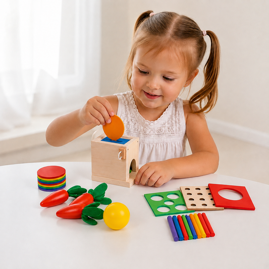 Montessori Wooden Play Box: Tasks & Solutions Set