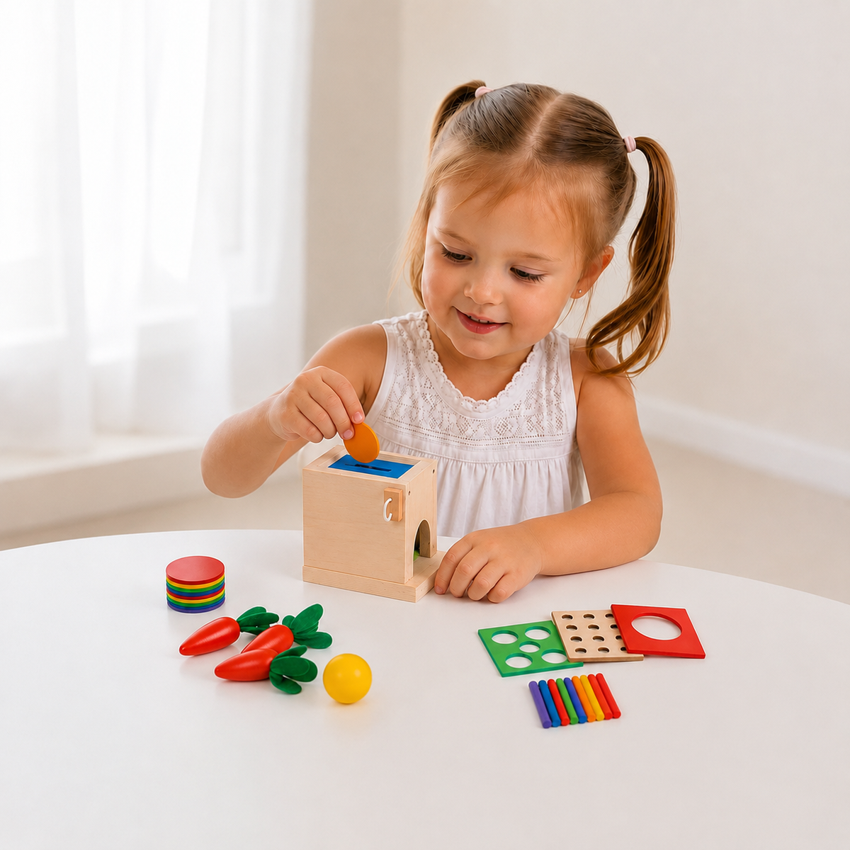 Montessori Wooden Play Box: Tasks & Solutions Set