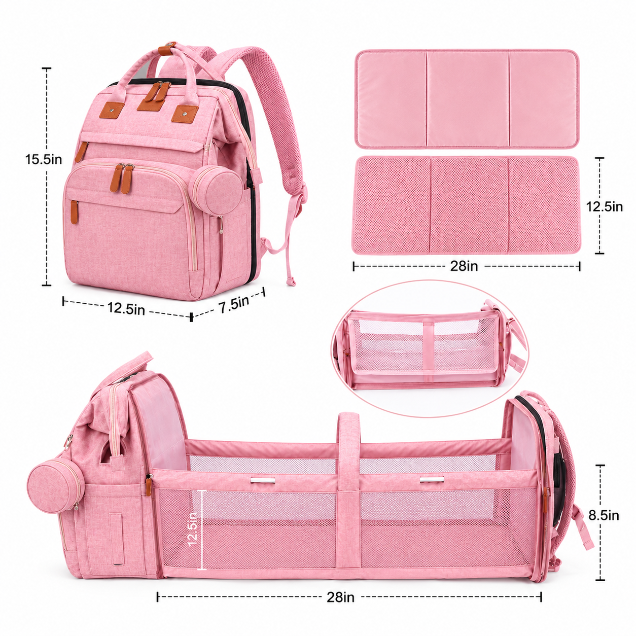 3-in-1 Travel Diaper Backpack with Foldable Baby Bed – Perfect for On-the-Go Parents