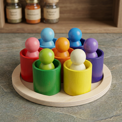 Montessori Colored Wooden Building Blocks