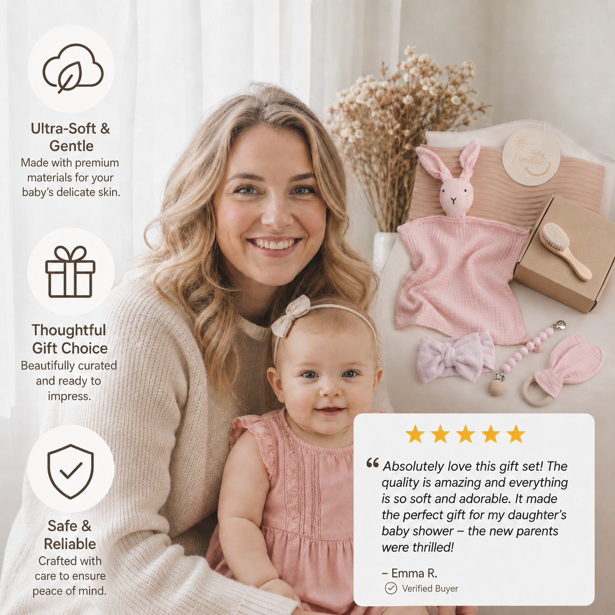 6-Piece Newborn Gift Box Set – Baby Essentials Starter Kit