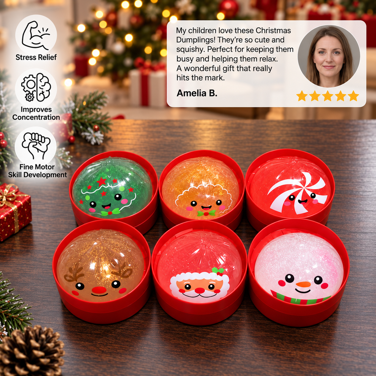 Christmas Dumpling Squishy Stress Relief Toy Set