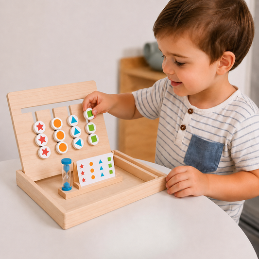 Montessori Shapes and Colors Sorting Game made of Wood
