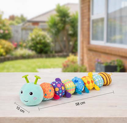 Sensory plush rattle and music caterpillar