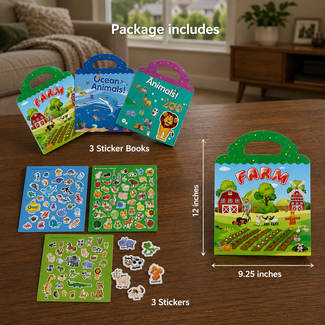Reusable Montessori sticker books with various themes
