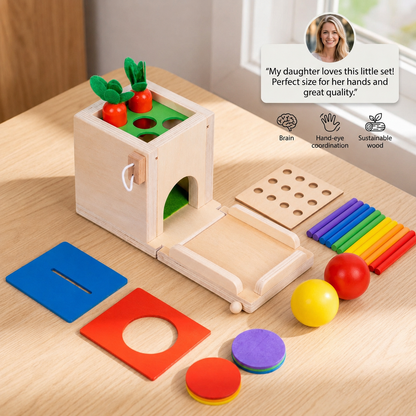 Montessori Wooden Play Box: Tasks & Solutions Set