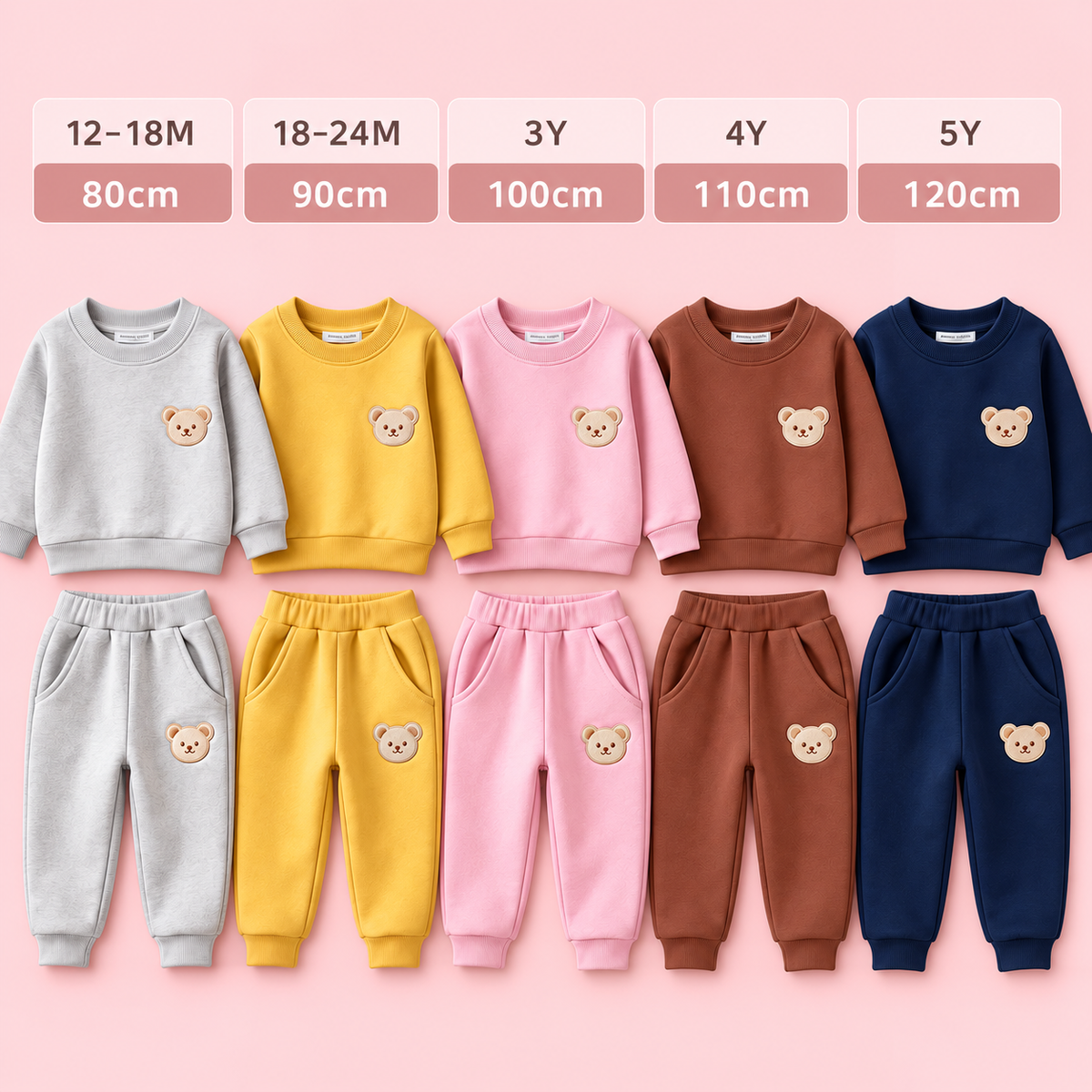 Baby Outfit with Embroidered Bear Sweatshirt & Matching Sweatpants