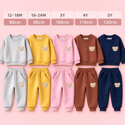 Baby Outfit with Embroidered Bear Sweatshirt & Matching Sweatpants
