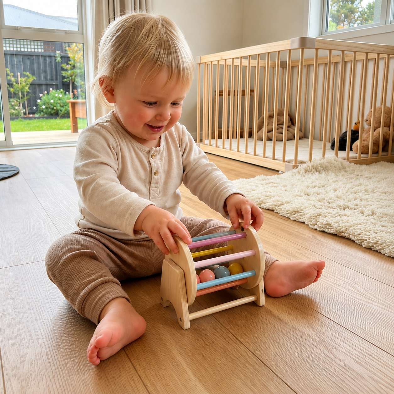 Montessori Wooden Carousel with Balls for Toddlers