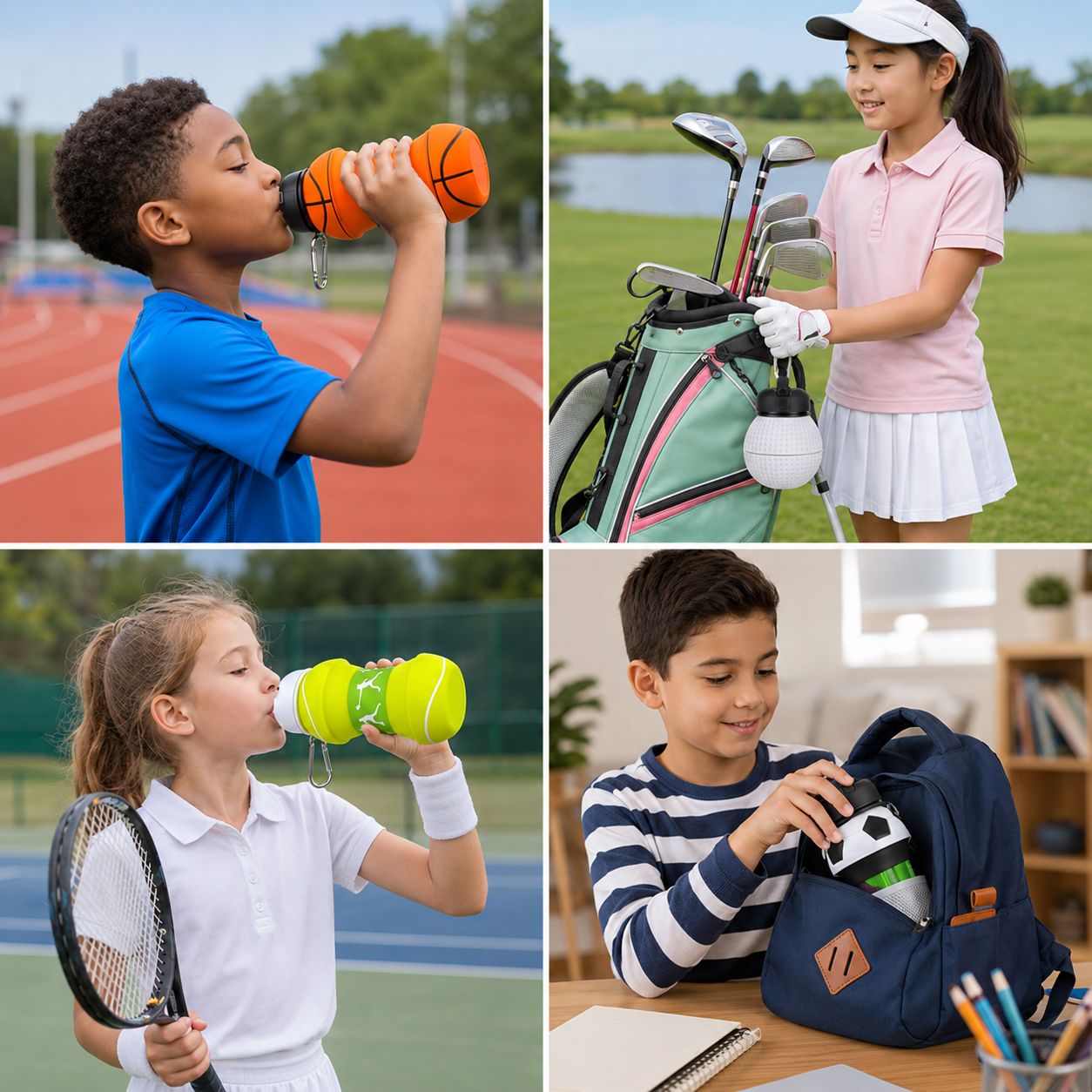 Foldable & Durable Silicone Football Water Bottle