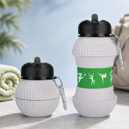Foldable & Durable Silicone Football Water Bottle
