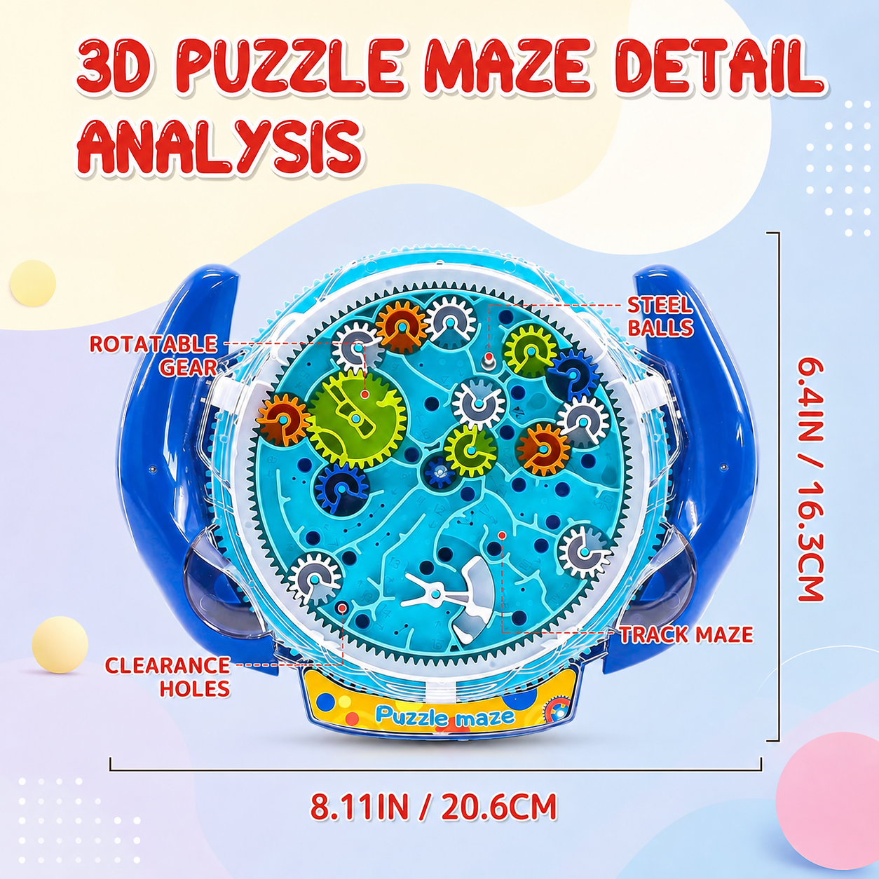 3D ball maze wheel – skill and learning game