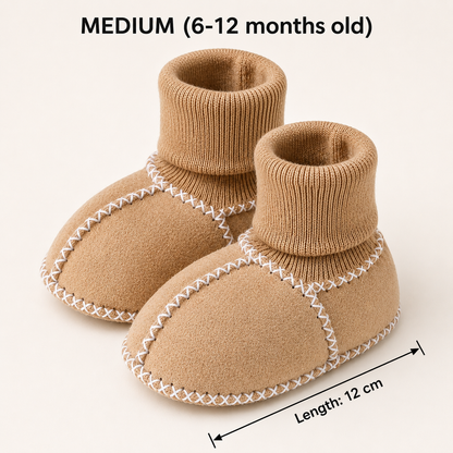 Lined baby winter sock shoes in suede look
