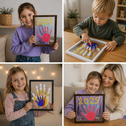 DIY Wooden Handprint Photo Frame Kit – Family Keepsake Set with Paints