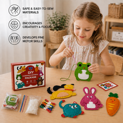 Safe DIY Felt Animal Sewing Set