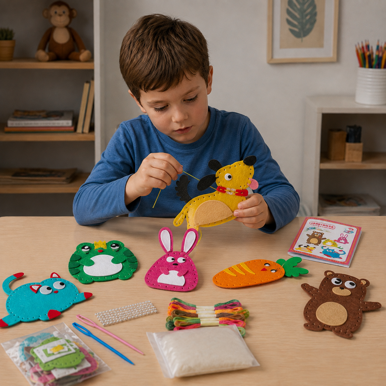 Safe DIY Felt Animal Sewing Set