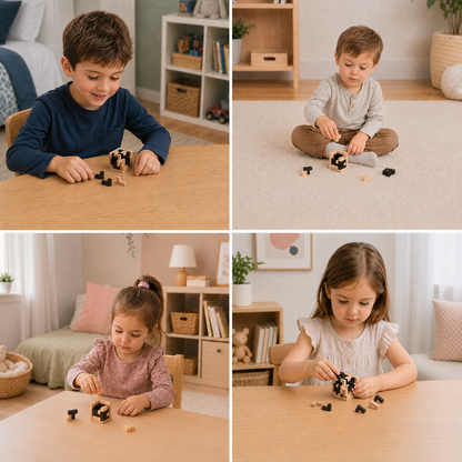Handmade 3D Wooden Puzzle Cube – Logic & Learning Toy for Children