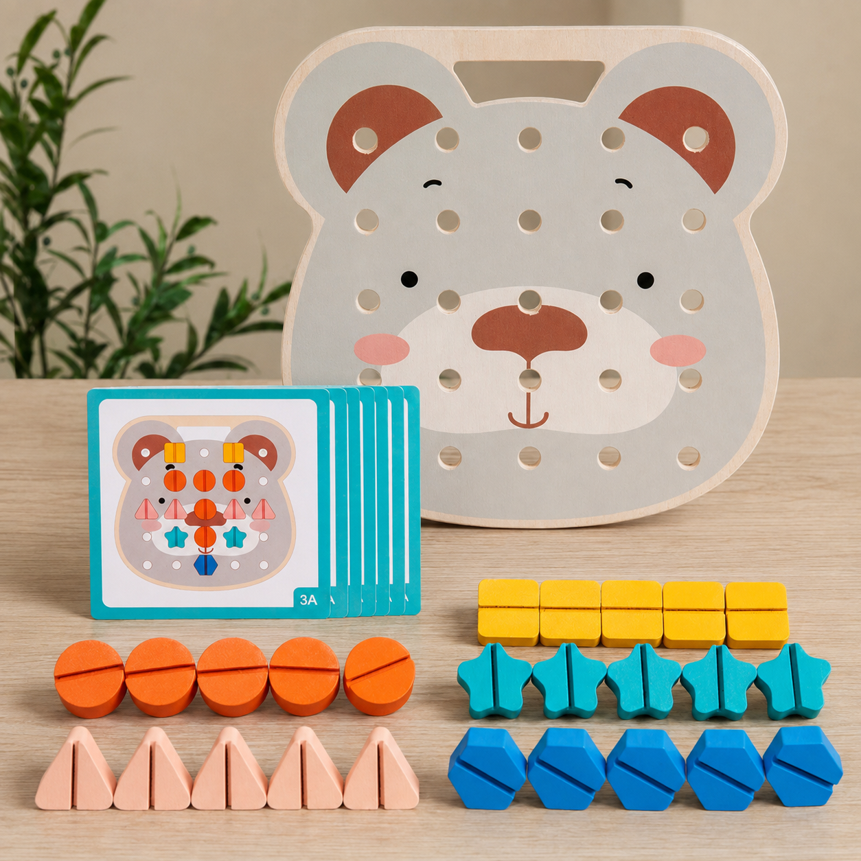 Montessori Color Screw Bear Board for Little Handymen