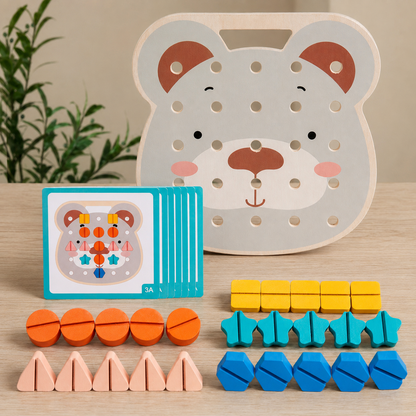 Montessori Color Screw Bear Board for Little Handymen