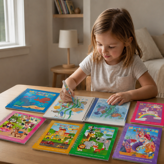 Magic Self Erasing Water Painting Book Set with Water Brush (Set of 6)