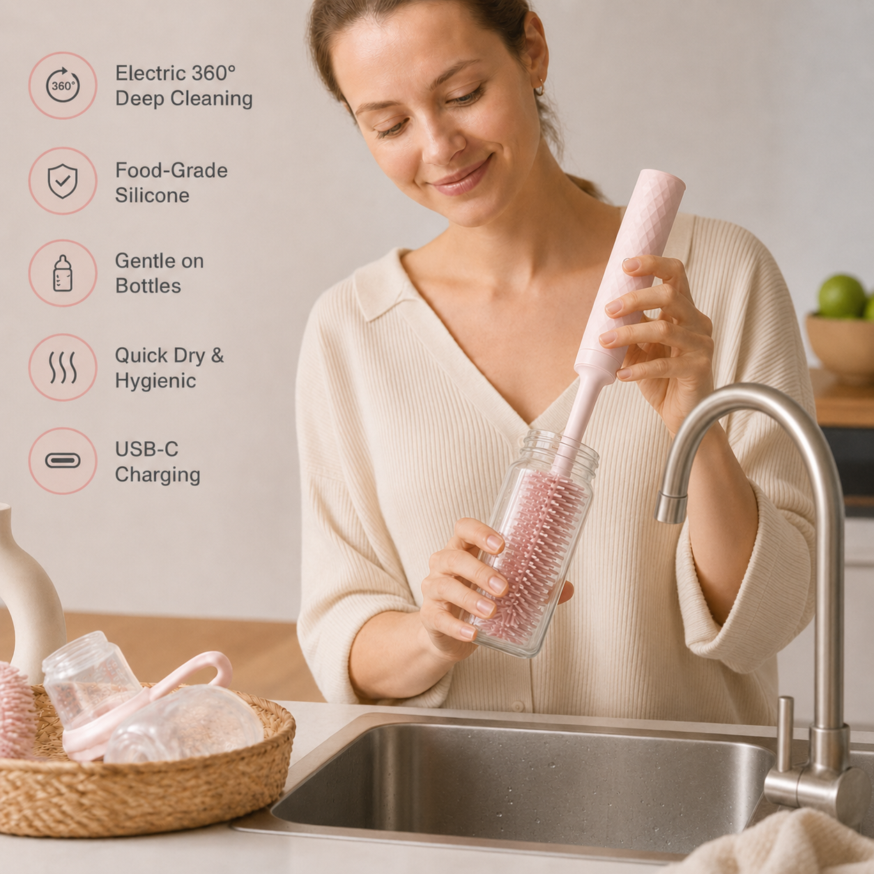 BottleClean - Electric Baby Bottle Cleaner Set