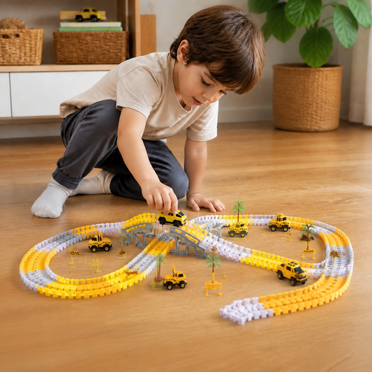 Adventure race track with track cars