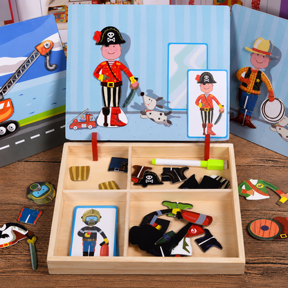 Magnetic Wooden Dress-Up & Matching Puzzle Board – Creative Learning Toy