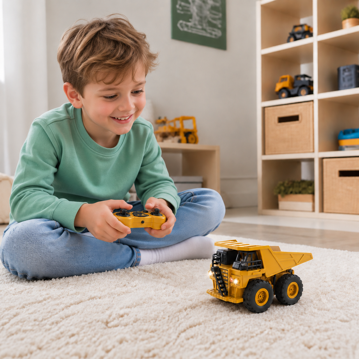 Remote-Controlled Dump Truck with Lights – Construction Vehicle Toy