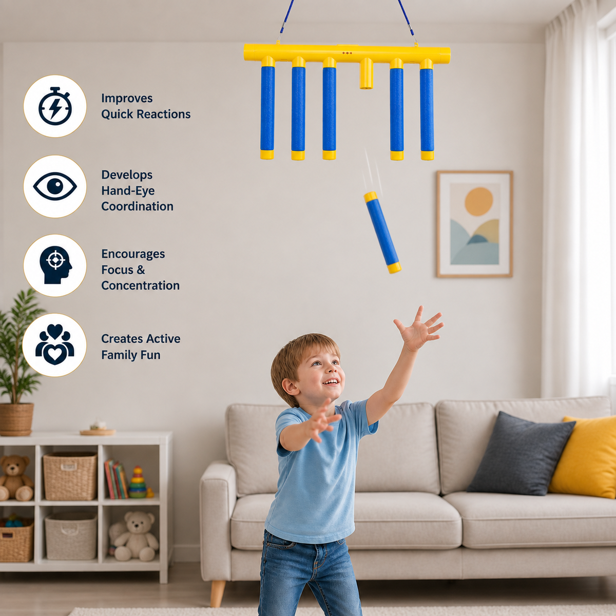 Falling Sticks Reflex Challenge Game – Hand-Eye Coordination Toy