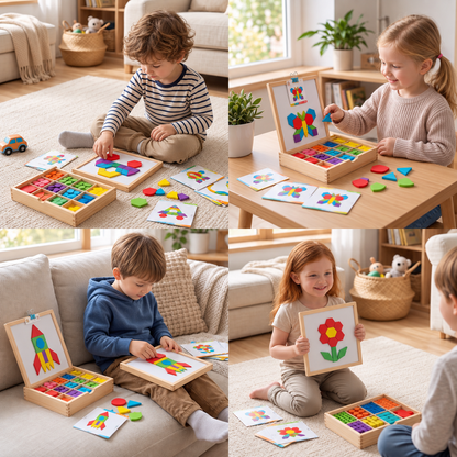 Wooden Magnetic Geometric Shape Puzzle for Kids