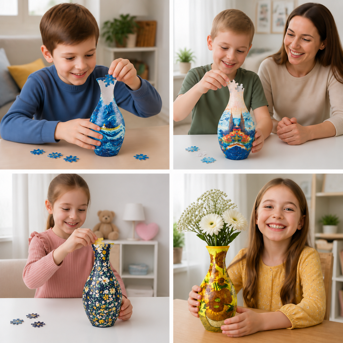 DIY 3D Jigsaw Puzzle Flower Vase