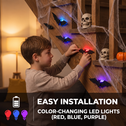 3D LED Halloween Bat Wall Decoration with Color-Changing Lights