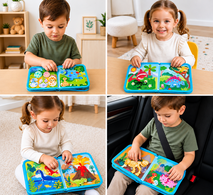 8-in-1 Montessori Dinosaur Busy Board Activity Book for Toddlers