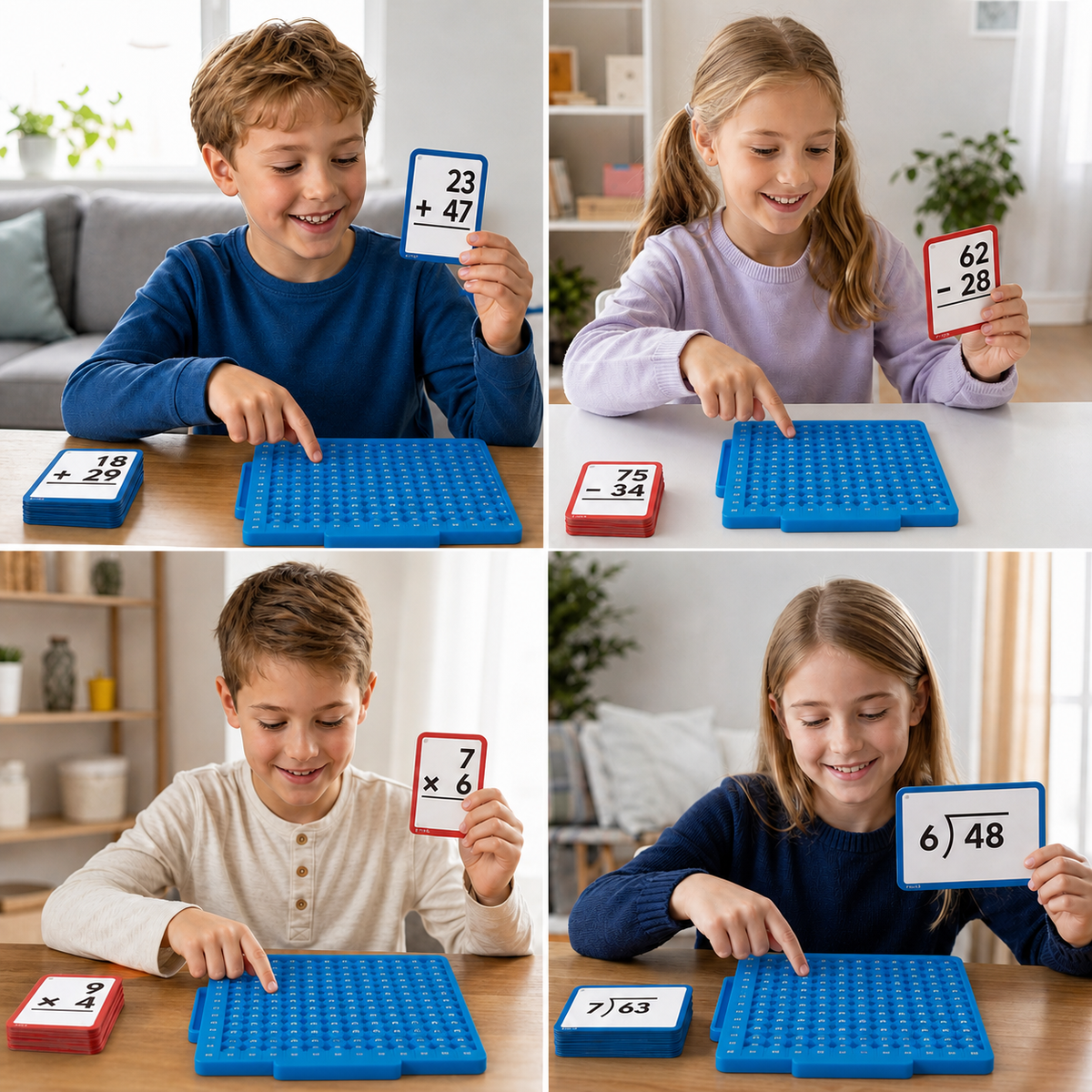Math Learning Cards Set with Calculation Board – Addition, Subtraction, Multiplication & Division