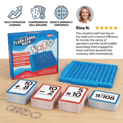 Math Learning Cards Set with Calculation Board – Addition, Subtraction, Multiplication & Division
