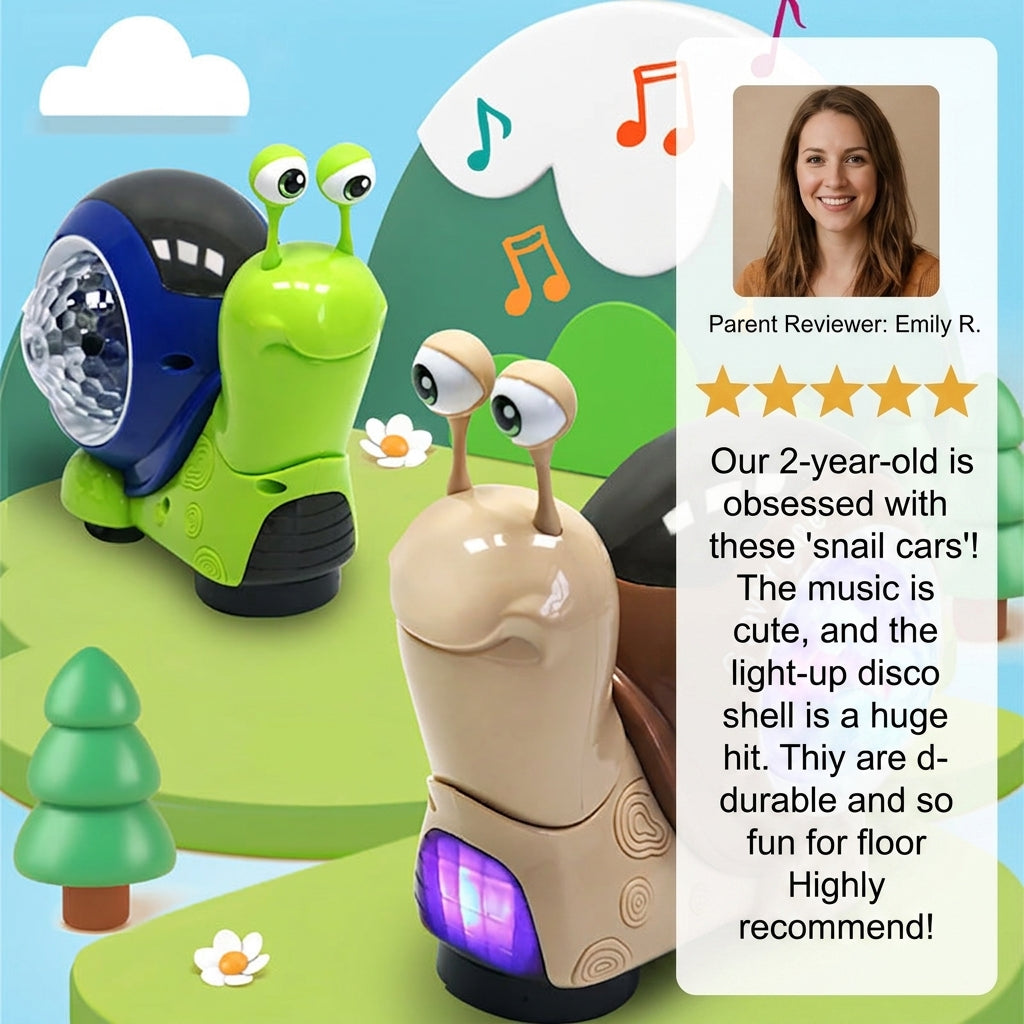 Light-up and music-playing snail crawling toy