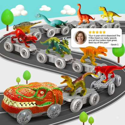 Dinosaur Track Adventure – Flexible racetrack with light-up train