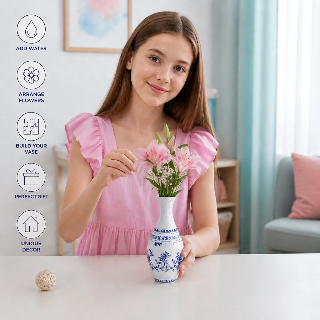 Elegant 3D puzzle vase - Suitable for real flowers