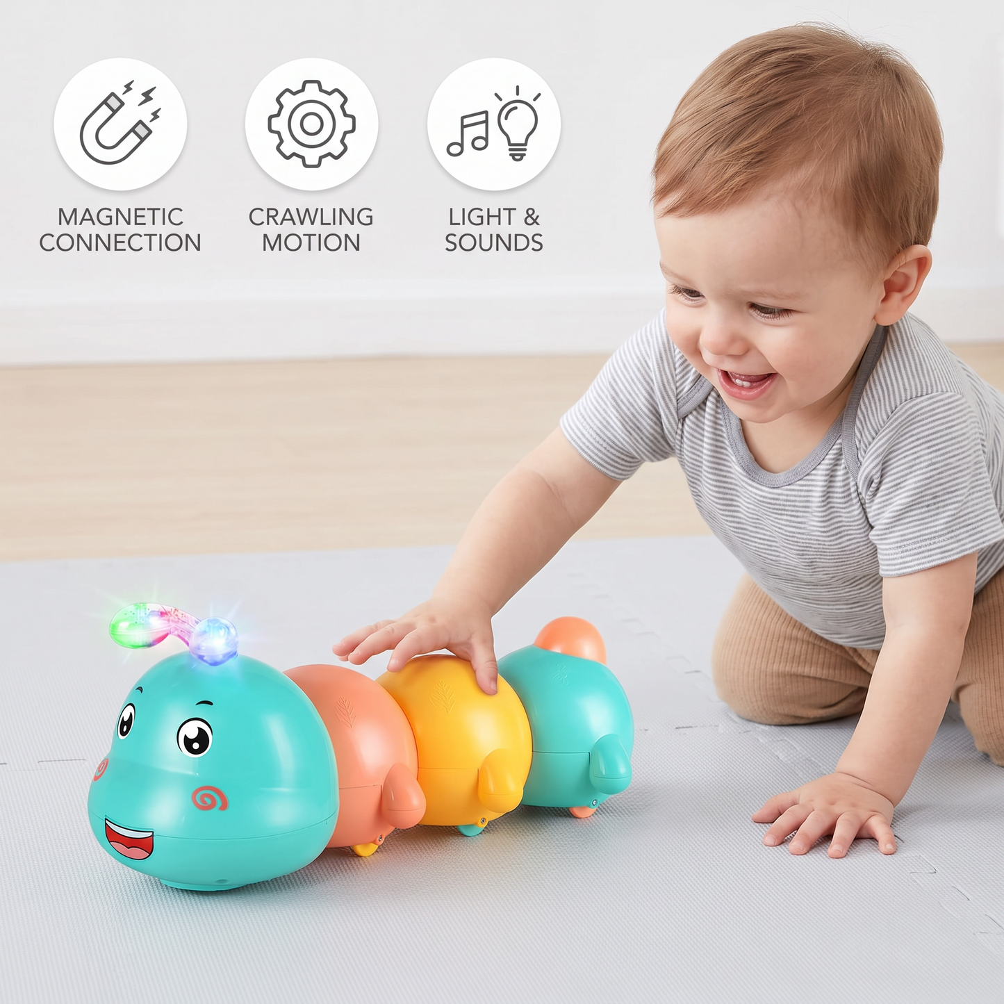 Divisible magnet crawling caterpillar children's toy