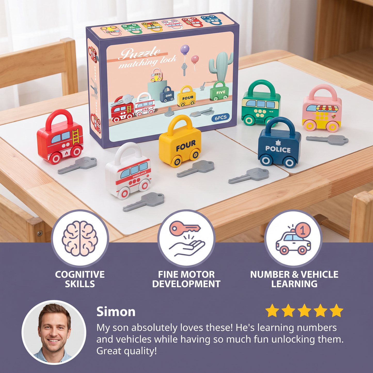 Lock & Play - Montessori Learning Toy for Toddlers with Interactive Locks