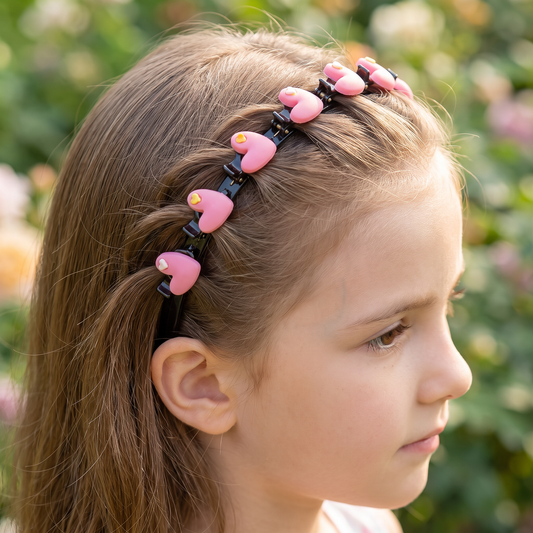 Cute Hair Clips & Bands for Girls with Flower, Strawberry & Rainbow Charms
